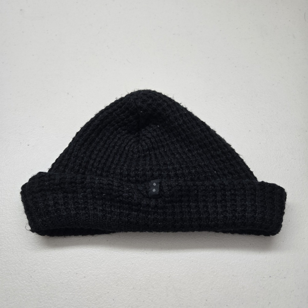 Cotton On Men Beanie ONE SIZE Black Knit Foldover Acrylic‎